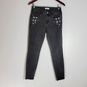 4/$20 Kensie Low Rise Stretch Skinny Pearl Embellished Black Jeans 27